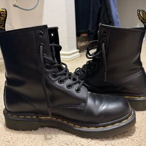 Dr. Martens Black Boots with Yellow Stitching